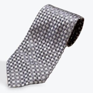 Bugatti‎ Silk Tie Mens Gray Geometric Pattern Necktie Business Casual Wedding